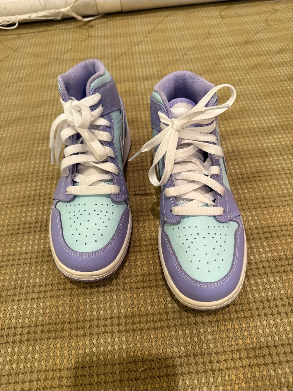 Kids Pastel Lavender & Mint High-Top Sneakers